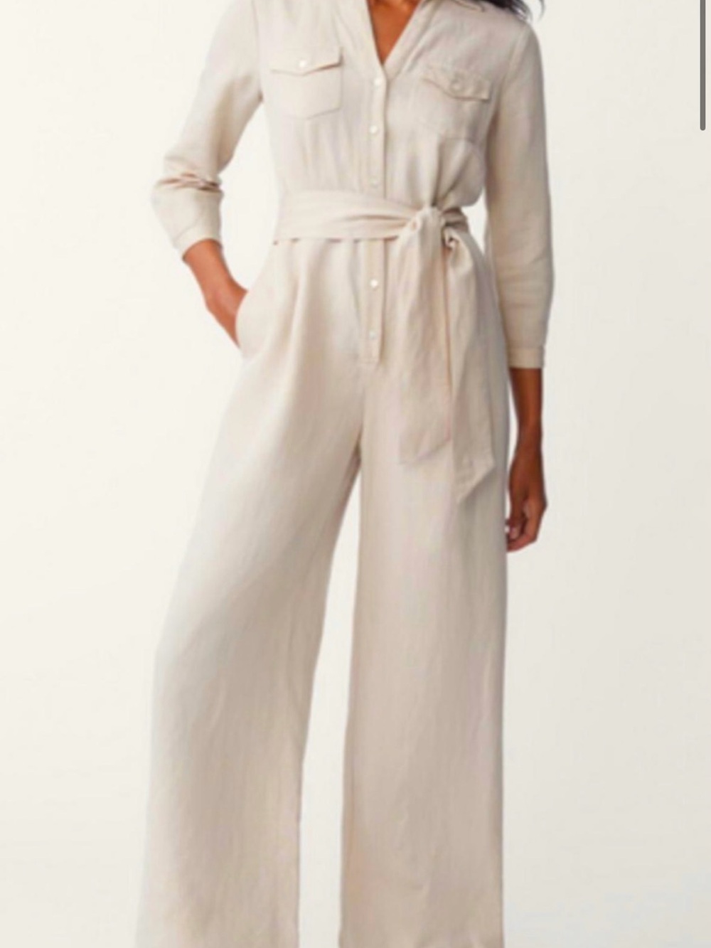 JMcLaughlin Wide-Leg Belted Jumpsuit in Light Neutral